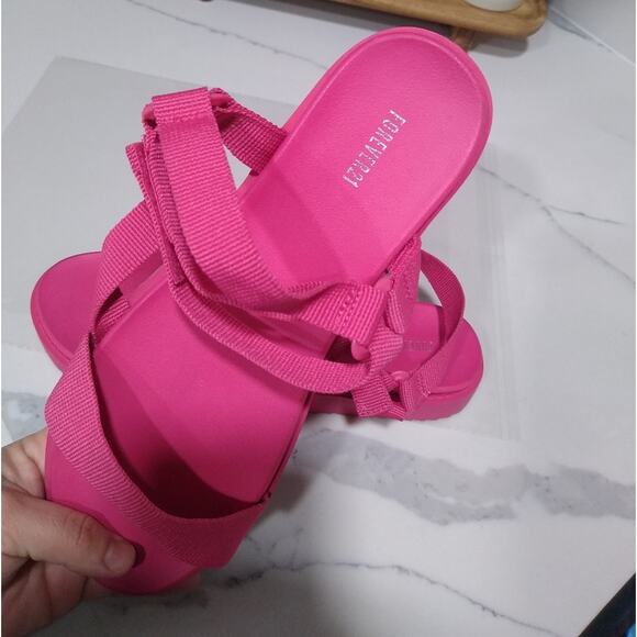 [H450] Forever 21 Pink Open-Toe Strappy Sandals, Size 8 - Picture 8 of 9